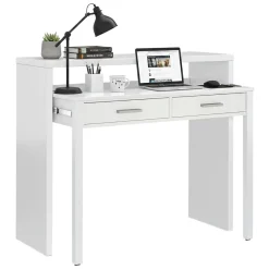 Scrivania estensibile bianca 98x36cm con 2 cassetti - Andriy