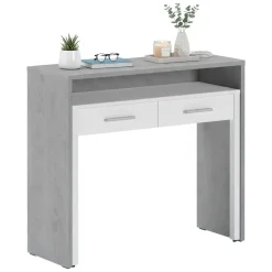 Scrivania Grigio Bianco Modulabile 2 Cassetti 98.6x36.6x86.9h cm, un Vano - Opaglio