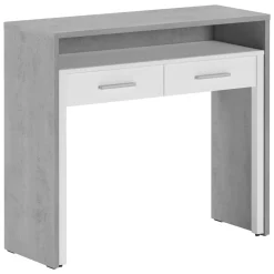 Scrivania Grigio Bianco Modulabile 2 Cassetti 98.6x36.6x86.9h cm, un Vano - Opaglio