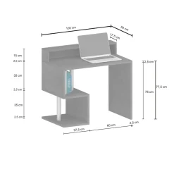 Scrivania lineare ardesia 100x50cm con porta pc - Eva