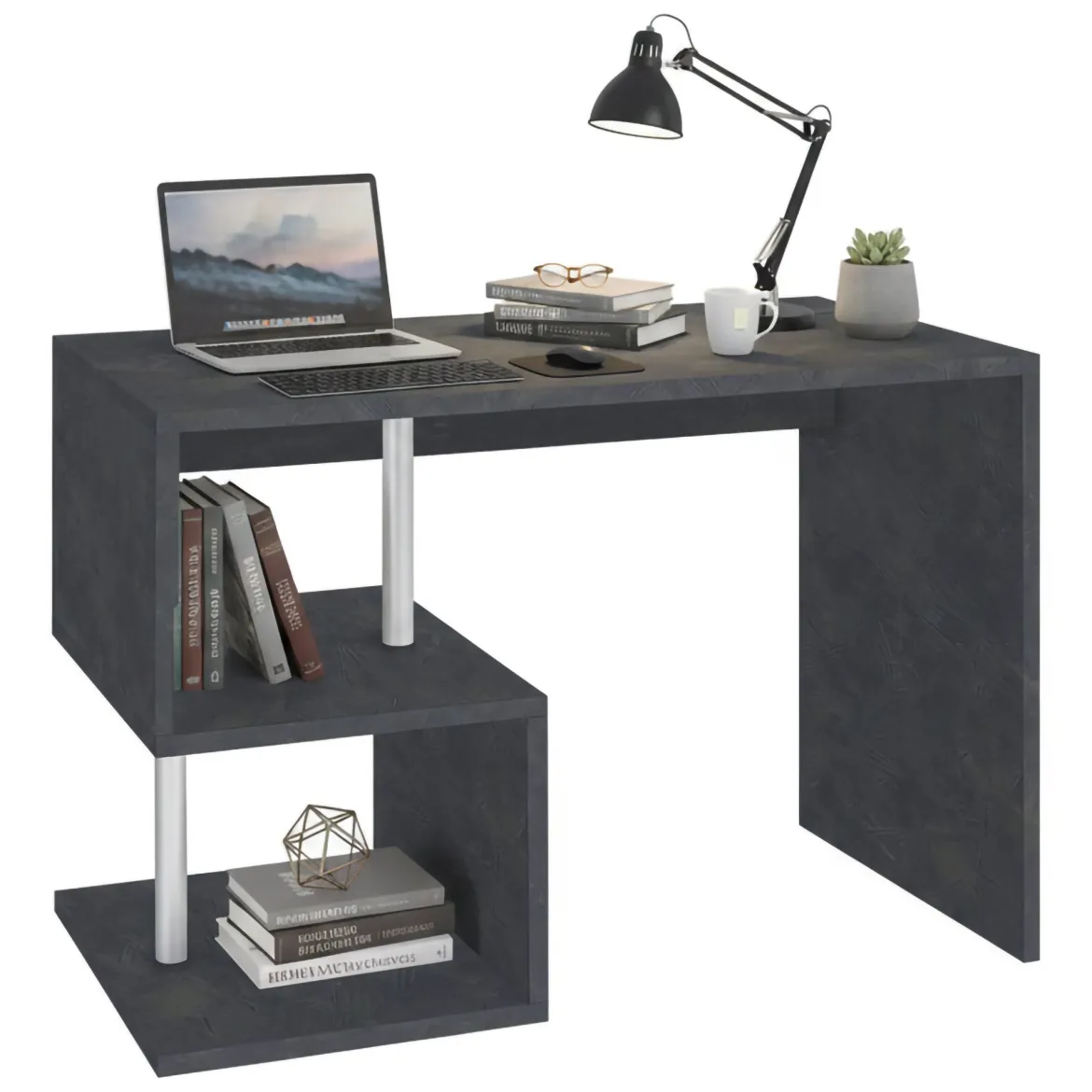 Scrivania lineare ardesia 100x50cm con supporto pc - Acan