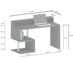 Scrivania lineare ardesia 140x60cm con supporto computer - Yemyin