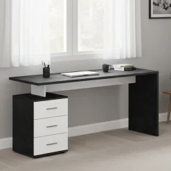 Scrivania lineare ardesia 160x60cm con 3 cassetti - Abisse