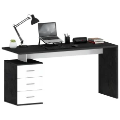 Scrivania lineare ardesia 160x60cm con 3 cassetti - Abisse