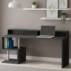 Scrivania lineare ardesia 180x60cm con supporto computer - Arre