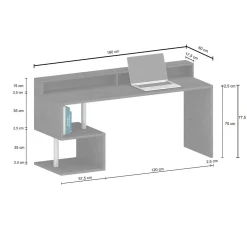 Scrivania lineare ardesia 180x60cm con supporto computer - Arre