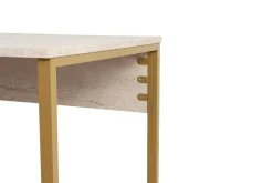 Scrivania lineare beige e oro 240x60cm con supporto computer - Violet
