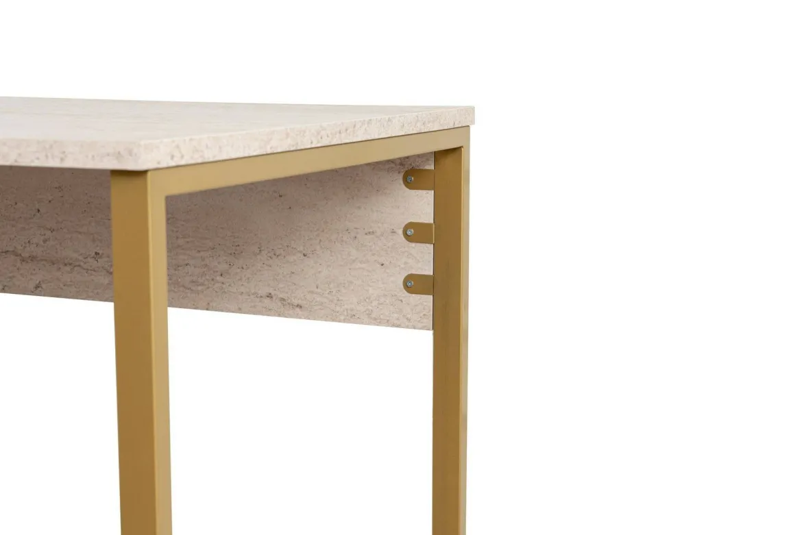 Scrivania lineare beige e oro 240x60cm con supporto computer - Violet