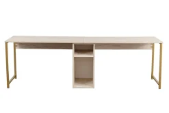 Scrivania lineare beige e oro 240x60cm con supporto computer - Violet