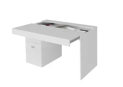 Scrivania lineare bianca anticato 79x43cm con supporto computer - Acu