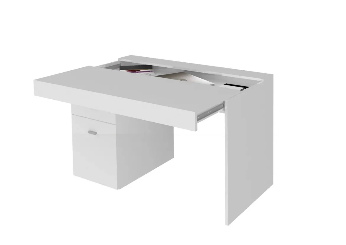 Scrivania lineare bianca anticato 79x43cm con supporto computer - Acu