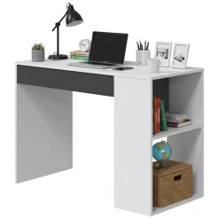 Scrivania lineare bianca e antracite 101x50cm con 1 cassetto - Attila