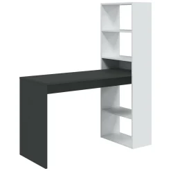 Scrivania lineare bianca e antracite 120x53cm con libreria - Ali