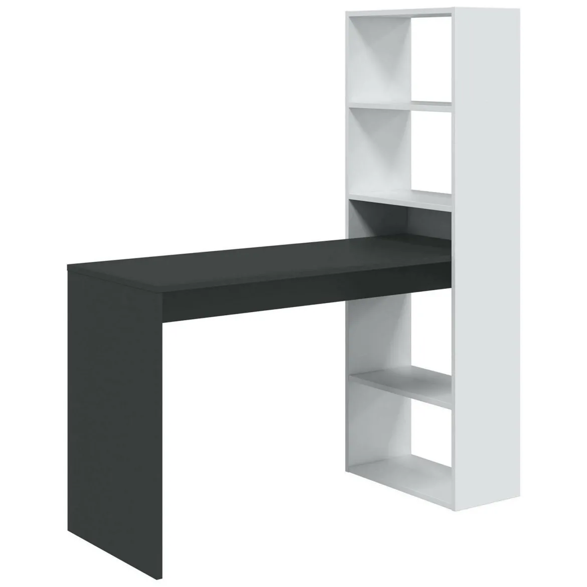 Scrivania lineare bianca e antracite 120x53cm con libreria - Ali