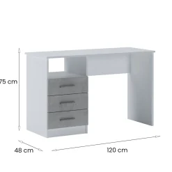 Scrivania lineare bianca e cemento 80x40cm con 1 cassetto - Adri