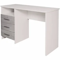 Scrivania lineare bianca e cemento 80x40cm con 1 cassetto - Adri