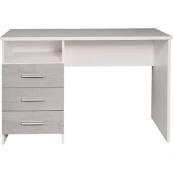 Scrivania lineare bianca e cemento 80x40cm con 1 cassetto - Adri