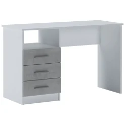 Scrivania lineare bianca e cemento 120x48cm con 3 cassetti - Ardauli