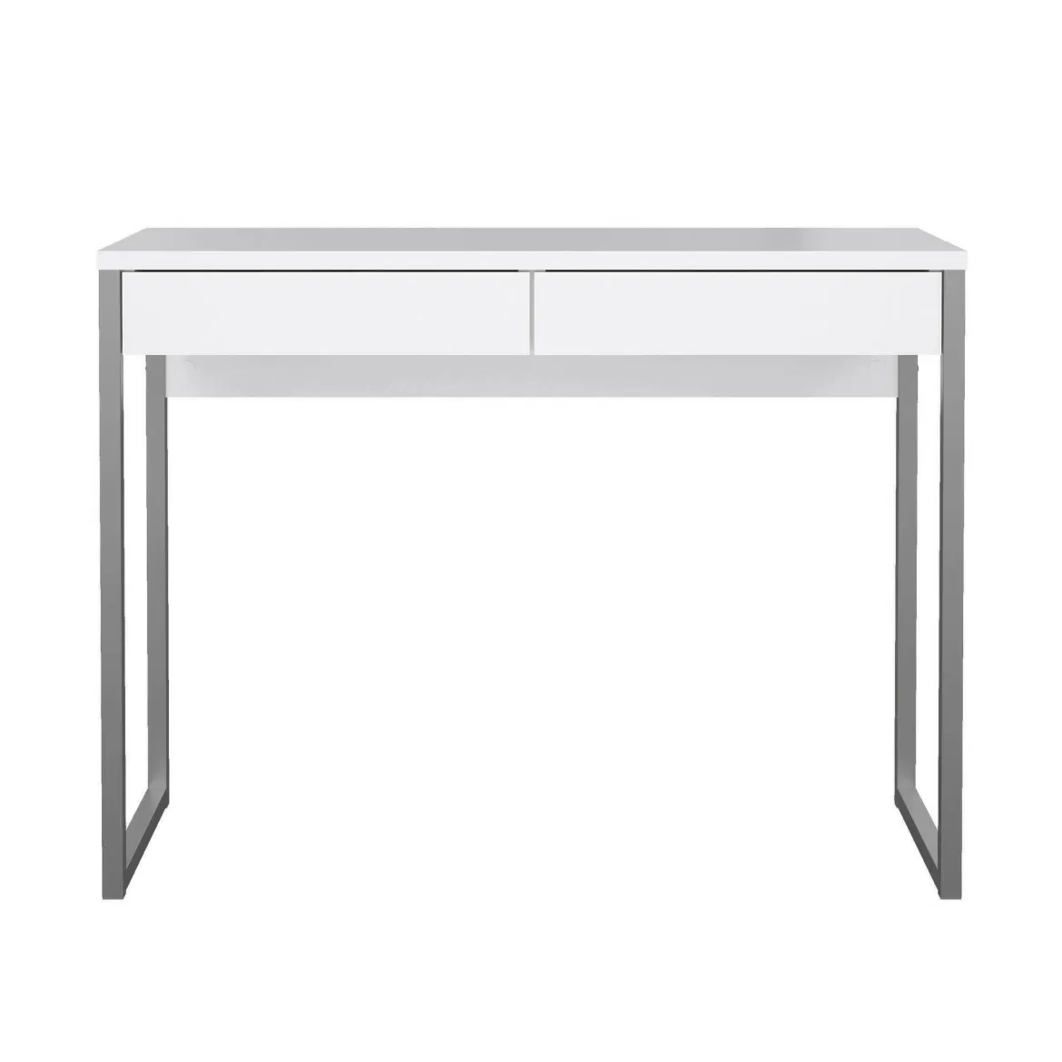 Scrivania lineare bianca e grigia 101x40cm con 2 cassetti - Anavi