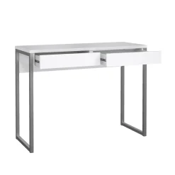 Scrivania lineare bianca e grigia 101x40cm con 2 cassetti - Anavi