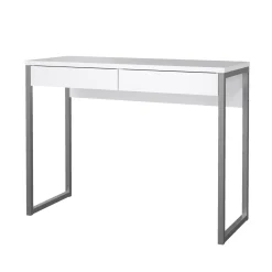 Scrivania lineare bianca e grigia 101x40cm con 2 cassetti - Anavi