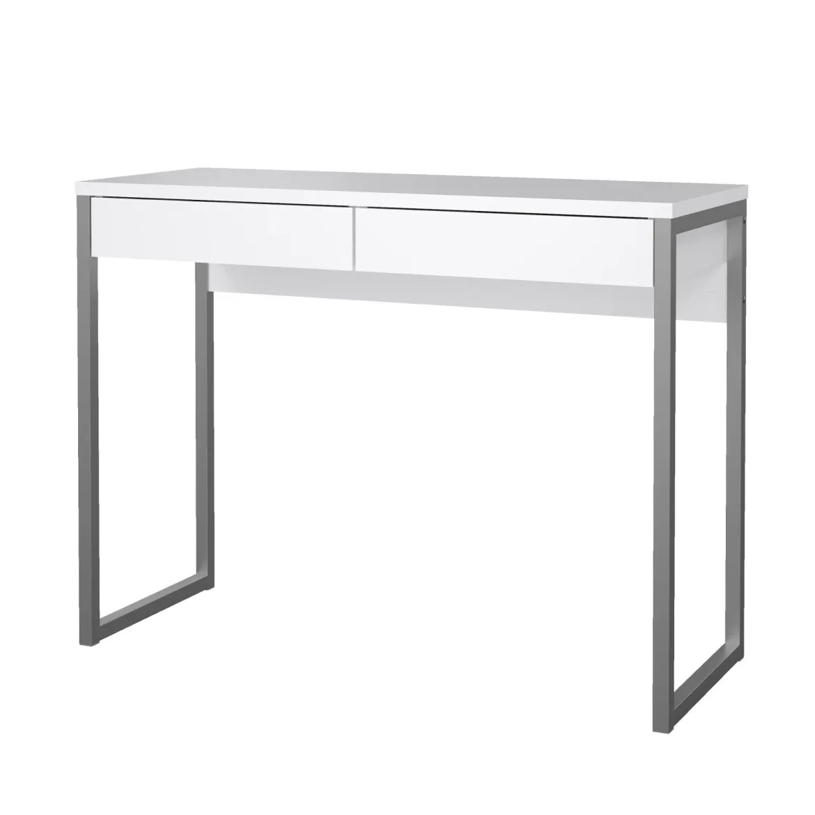 Scrivania lineare bianca e grigia 101x40cm con 2 cassetti - Anavi