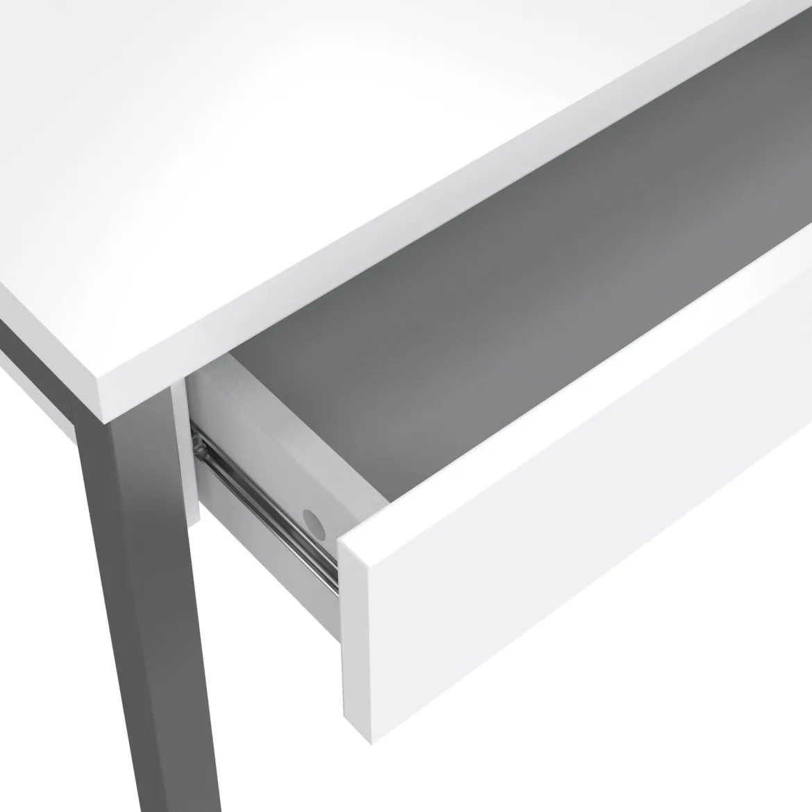 Scrivania lineare bianca e grigia 101x40cm con 2 cassetti - Anavi