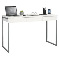 Scrivania lineare bianca e grigia 126x55cm con 3 cassetti - Shanshan
