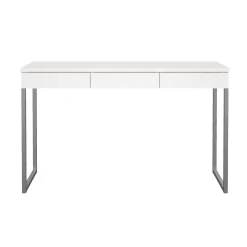 Scrivania lineare bianca e grigia 125x51cm con 3 cassetti - Amadeo