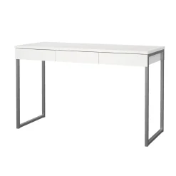 Scrivania lineare bianca e grigia 125x51cm con 3 cassetti - Amadeo