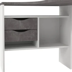 Scrivania lineare bianca e grigia 145x81cm con 2 cassetti - Moire