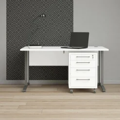 Scrivania lineare bianca e grigia 150x80cm in legno - Ascorbato