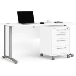 Scrivania lineare bianca e grigia 150x80cm in legno - Ascorbato