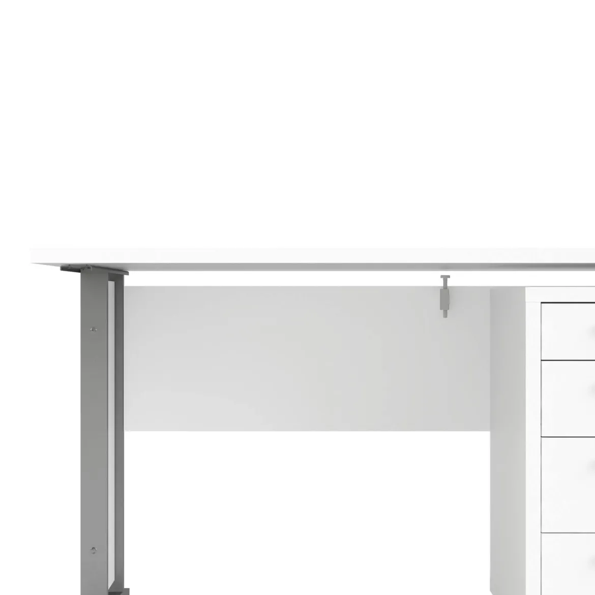 Scrivania lineare bianca e grigia 150x80cm con 3 cassetti - Azzaro