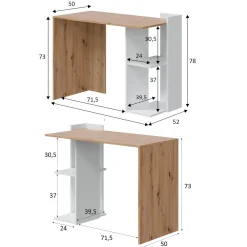 Scrivania lineare bianca e legno 110x50cm con libreria - Zefiro