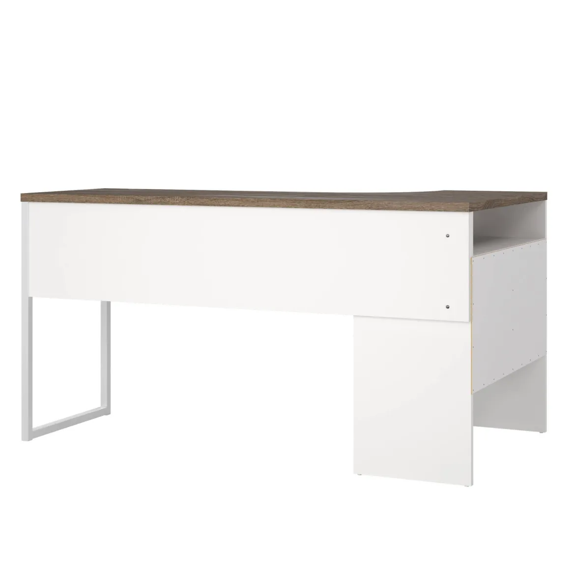 Scrivania lineare bianca e noce 145x81cm con 2 cassetti - Moire