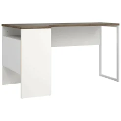 Scrivania lineare bianca e noce 145x81cm con 2 cassetti - Moire