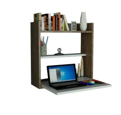 Scrivania lineare bianca e noce 60x19cm - Bariano
