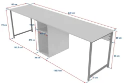 Scrivania lineare bianca e oro 240x60cm - Violet