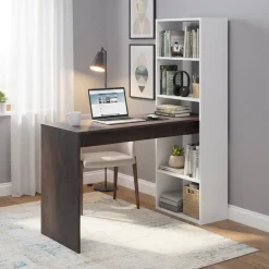 Scrivania lineare bianca e ossido 120x53cm con libreria - Ali