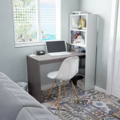 Scrivania lineare bianca e ossido 120x53cm con libreria - Ali