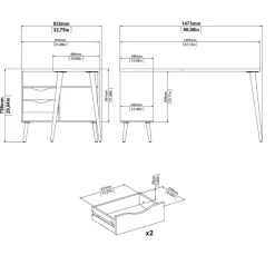 Scrivania lineare bianca e quercia 145x81cm in legno - Moire