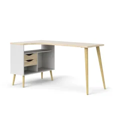 Scrivania lineare bianca e quercia 145x81cm in legno - Moire