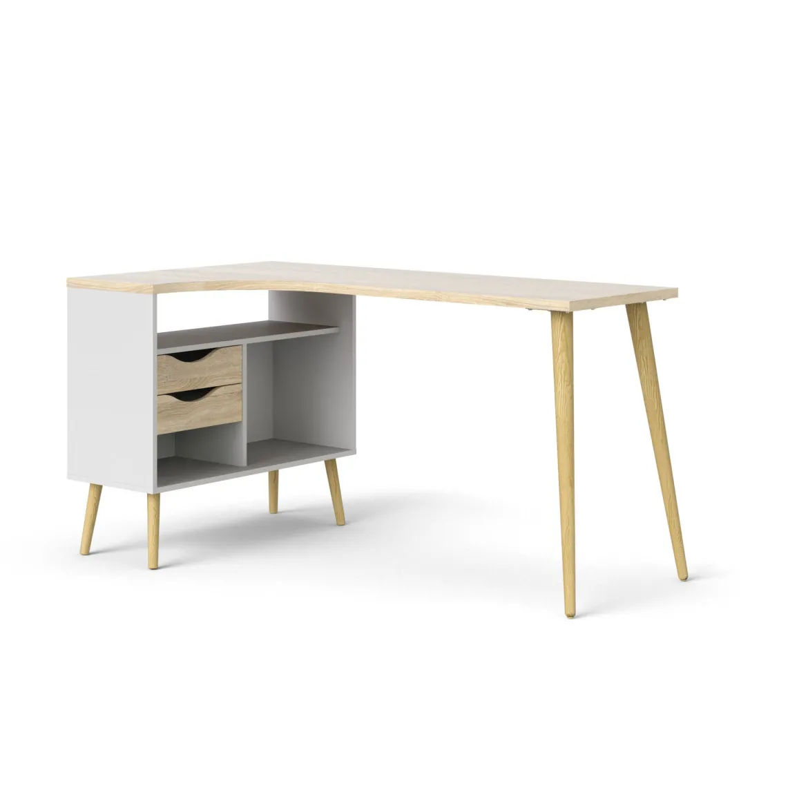 Scrivania lineare bianca e quercia 145x81cm in legno - Moire