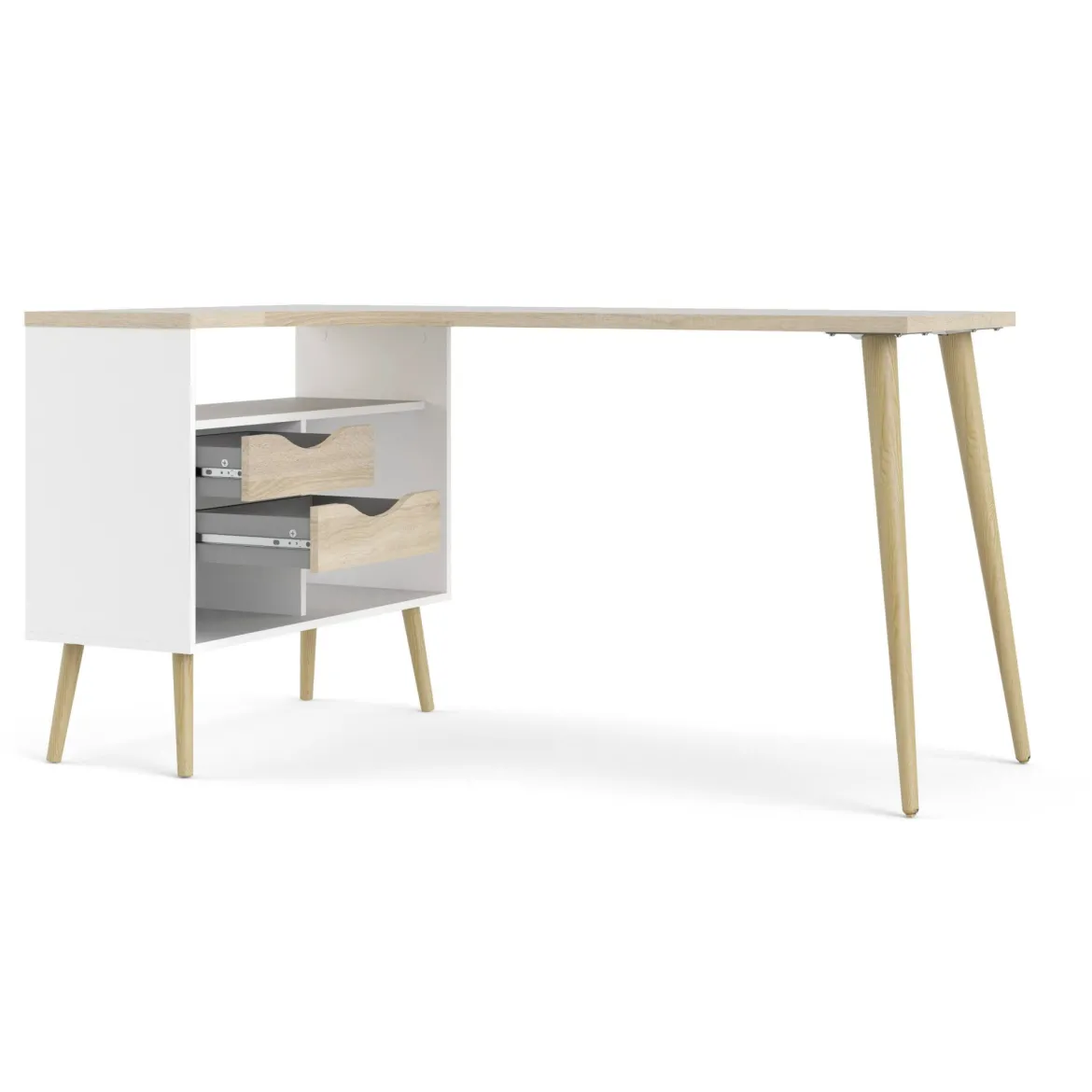Scrivania lineare bianca e quercia 145x81cm in legno - Moire