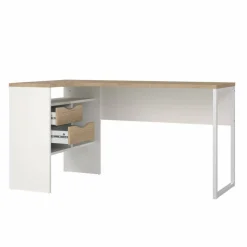 Scrivania lineare bianca e rovere 80x40cm con 1 cassetto - Adri