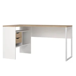 Scrivania lineare bianca e rovere 80x40cm con 1 cassetto - Adri