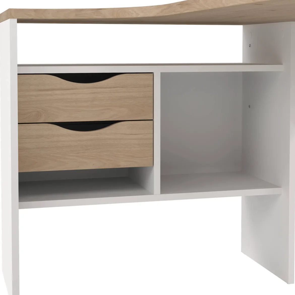 Scrivania lineare bianca e rovere 80x40cm con 1 cassetto - Adri