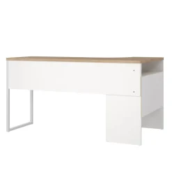 Scrivania lineare bianca e rovere 80x40cm con 1 cassetto - Adri