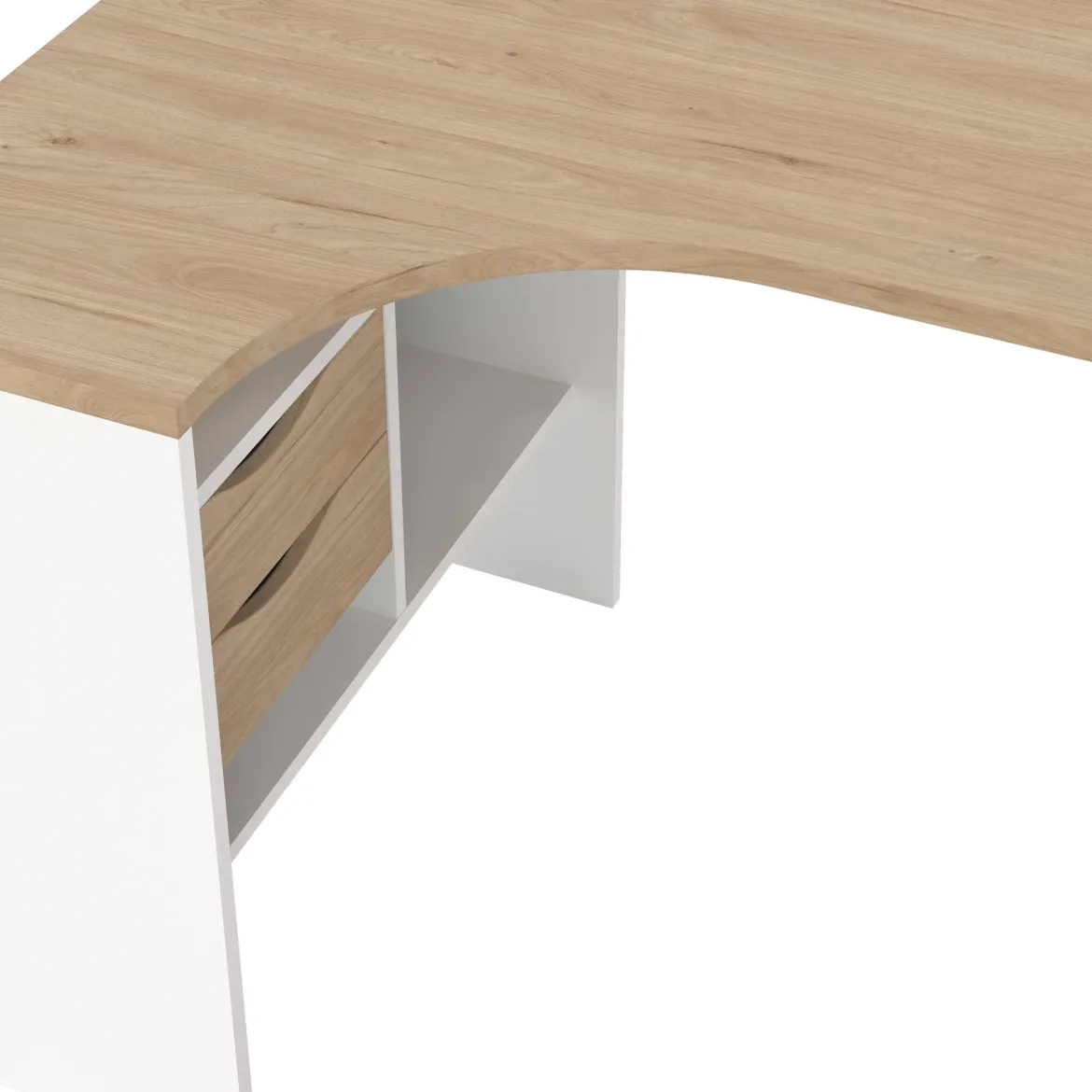 Scrivania lineare bianca e rovere 80x40cm con 1 cassetto - Adri
